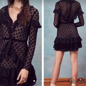 For Love and Lemons Dotty Black Dress Sz Small